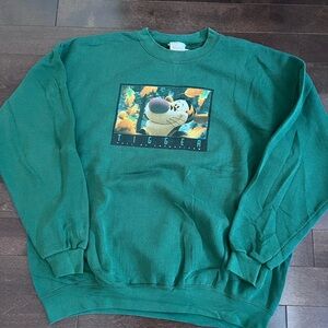 Vintage Tigger 90’s Disney Forest Green Oversized Graphic Crewneck Sweater XL